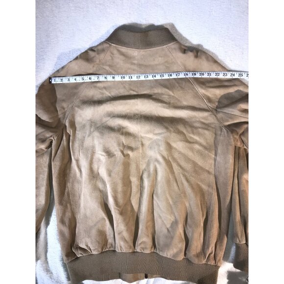 Jos. A Bank Men's Vintage Beige Suede Full Zip Bomber Jacket - Picture 7 of 8